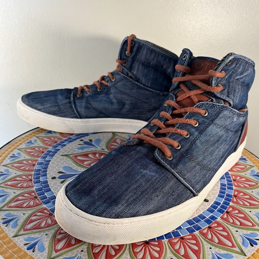 Vans OTW Alomar Mens Sz 13 Denim Navy Leather Heel High Top Sneakers Shoes